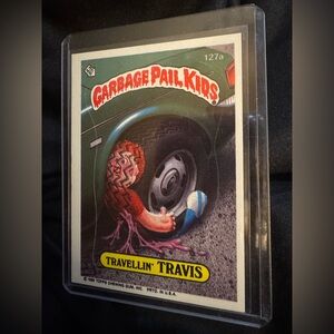1986 Topps Garbage Pail Kids 4th Series Travellin' Travis 127a in sleeve